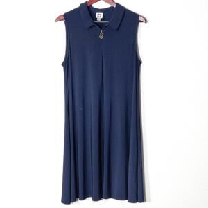Anne Klein Sleeveless Collared Dress Navy Size 12 Quiet Luxury Minimalist